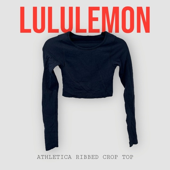 lululemon athletica Black Ribbed Crop Top - Picture 1 of 2